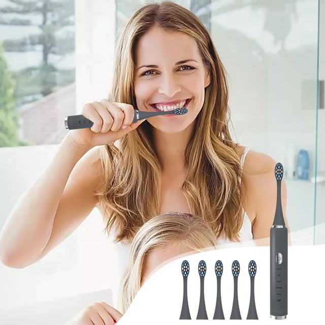 Portable Toothbrush Tooth-Brush For Adults With 5 Replacement Head Whitening Cleaning Electronic