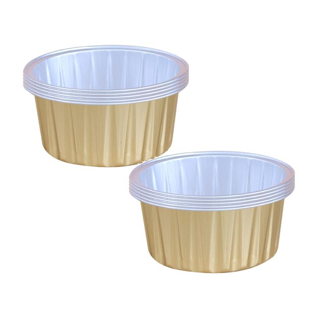 Oleegame 2 Pcs Plateaux de Pique-Nique pour Aliments 5 Pcs Gobelets Ronds Réutilisables en Papier D\'aluminium Papier D\'aluminium pour Friteuse à Air Chaud Or