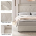 thumbnail image 3 of Yiwa Bed Frame, Linen Upholstered Bed Frame with 4 Storage Drawers, Charging Station, Metal Platform Bed Frame with Button Tufted Wingback Headboard, Wooden Slats Support, Beige, 3 of 4