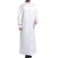 thumbnail image 1 of Shirts for Men Mens Muslim Robe Arab Middle Robe Long Style Long Sleeve Embroidered Standing Neck Pocket Long Shirt Casual Robe, 1 of 1