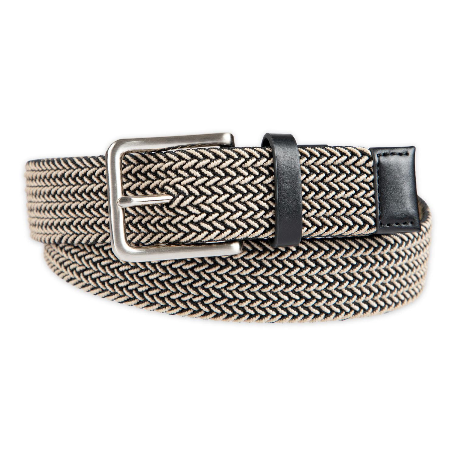 Tailored Flex by Haggar Men's 35mm Stretch Fabric Braid w/ Faux Leather Trim Belt