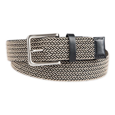 Tailored Flex by Haggar Men's 35mm Stretch Fabric Braid w/ Faux Leather Trim Belt