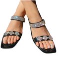 thumbnail image 4 of BADHUD Women's Flat Sandals Flat Slide Sandals with Rhinestone Open Toe Slide Sandals Comfort Casual Walking Sandals, 4 of 5