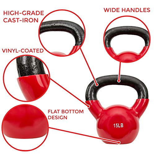 Sunny Health & Fitness Vinyl Coated Kettle Bell - 15Lbs