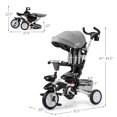 thumbnail image 3 of 6-In-1 Kids Baby Stroller Tricycle Detachable Learning Toy Bike w/ Canopy Gray, 3 of 7