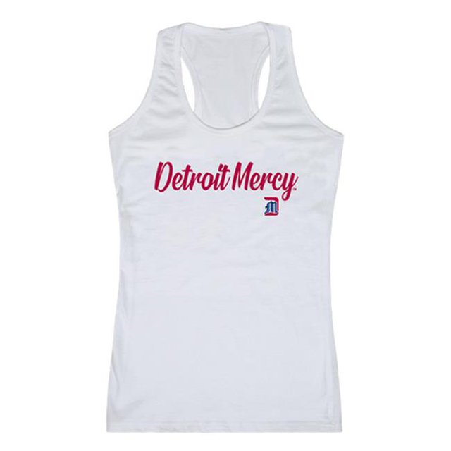 W Republic 557-290-WHT-04 Women Detroit Mercy Titans Script Tank T-Shirt, White - Extra Large