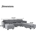 thumbnail image 4 of HONBAY Reversible Modular Sectional Sofa Modern U-Shape Couch with Chaise, Grey, 4 of 7