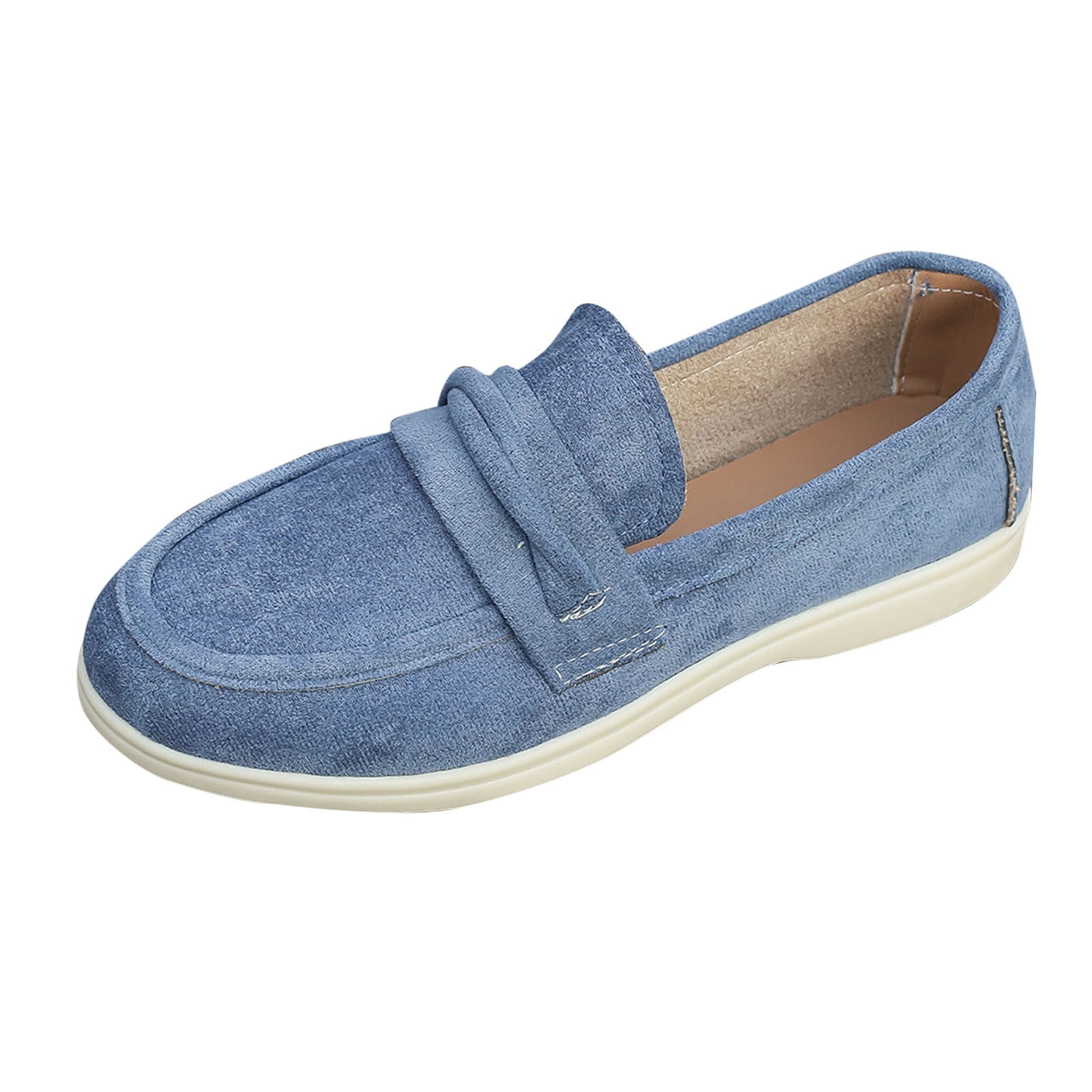 Xfvqtps Mocassins Décontractés pour Femmes à Enfiler Chaussures Plates Confortables Automne Respirantes Bout Rond Mocassins avec Semelle Intérieure Coussinée Chaussures de Marche Légères Bleu