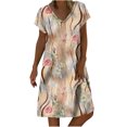 thumbnail image 2 of FcBaudy Robe à Manches Courtes à Col en V, Robes d'Été pour Femmes, Robes pour Femmes Décontractées Amples d'Été Imprimées à Manches Courtes Robe de Plage Robe d'Été Robes Femmes Robe, 2 of 5