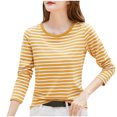 thumbnail image 2 of Timegard Hauts d'Automne pour Femmes à Rayures à Manches Longues T-Shirts Basiques Décontractés Ajustés Confortables à Col Rond, 2 of 3