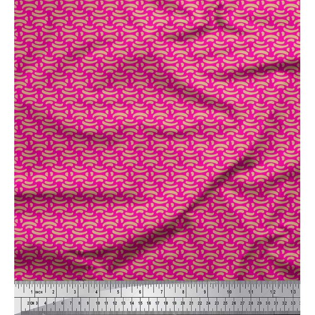 Soimoi Poly Georgette Fabric Brush Stroke Abstract Printed Fabric 1 Yard 42 Inch Wide