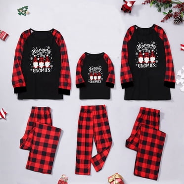 EGNMCR Pyjamas de Noël en Famille Ensembles Assortis Mignons Deer Santa à Carreaux Impression Hauts à Manches Longues Pantalon de Noël Pyjamas de Fête Vêtements de Nuit Joyeux Noël Cadeaux Tenue pour Hommes