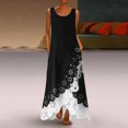 thumbnail image 1 of HKEJIAOI Liquidation des Ventes Robe Fleurie pour Femmes Robe d'Anniversaire Femmes Mode Sans Manches Imprimé Col Rond Longue Robe Maxi Robe Chemise de Plage Blanc, 1 of 7