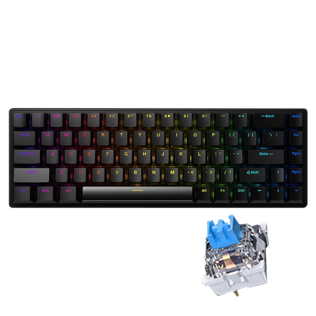Graflsoa 68-Key Compact Mechanical Keyboard with RGB Backlight, USB-C, Blue/Red Switch Options, 1.5m Cable, 5V/120mA, 312x104x35mm, 410g