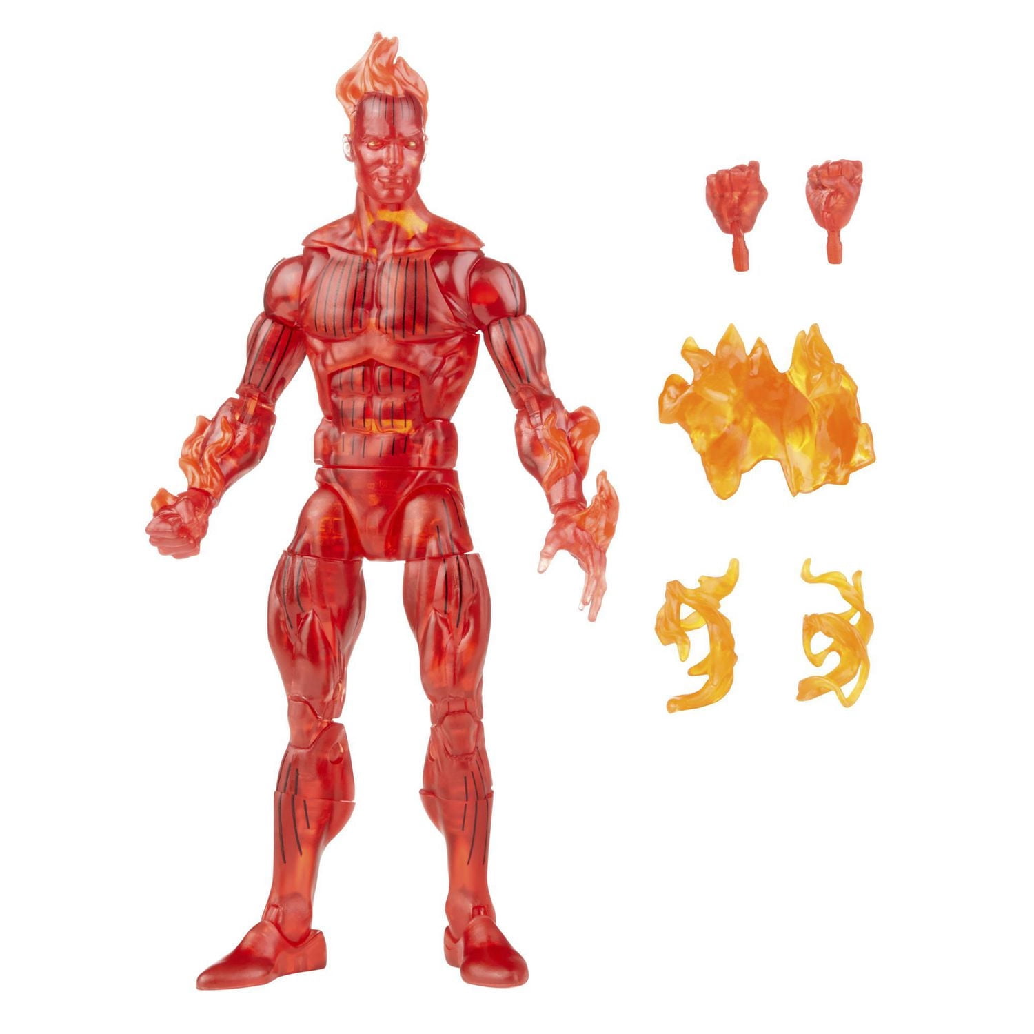 Hasbro Marvel Legends Series Retro Fantastic Four The Human Torch 6-inch Action Figure Toy, Includes 5 Accessories