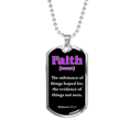 thumbnail image 1 of Faith Definition Purple Stainless Steel or 18k Gold Dog Tag W 24", 1 of 8