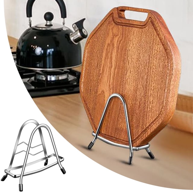 Rack Cutting Board Holder Stand - Durable Stainless Steel Cutting Board Rack Organizer for Kitchen Use - Efficient Storage Solution for Pots Pans and Lids