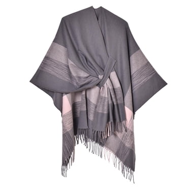 Aocisk Women's Warm Winter Shawl Wrap Cape Cardigan Open Front Poncho Sweater Grey One Size