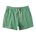 thumbnail image 4 of Men Solid Cotton Three-point Pants Sports Elastic Mid-waist Lace-up Shorts, 4 of 9
