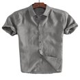 thumbnail image 1 of CHUANK Hommes Lin Manches Courtes Chemises d'Été Décontracté Robe en Vrac Soft Tops Tee M-3XL, 1 of 3