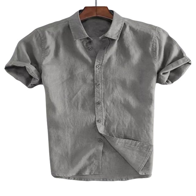 CHUANK Hommes Lin Manches Courtes Chemises d'Été Décontracté Robe en Vrac Soft Tops Tee M-3XL