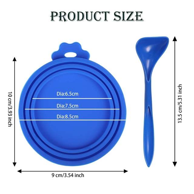 Baohd Cute Practical Reusable Lid For Seal Cover Safe And Non-toxic Convenient And Portable Canned Lid blue+spoon+pink 1Set