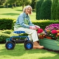 thumbnail image 2 of Gymax Cart Wagon Rolling Work Seat w/ Tool Tray Basket Planting Patio Blue, 2 of 9
