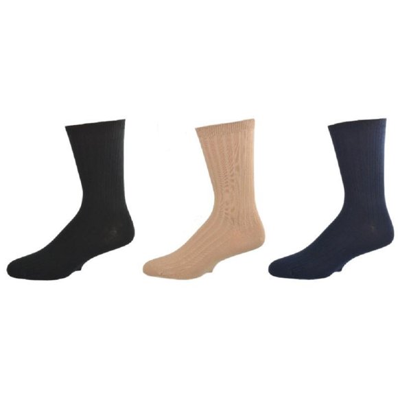 Sierra Socks Big Boys and Girls (Unisex) Classic Dress Uniform Ribbed 3 Pair Pack Crew Socks K263