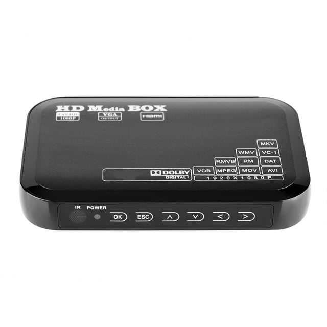 Lecteur Multimédia Numérique 1080P Full HD, Lecteur Multimédia Mini Box, Prend en Charge Clé USB, Carte SD, HDD, MMC, RMVB, MP3, AVI, MKV, Mini Lecteur Vidéo 1080P