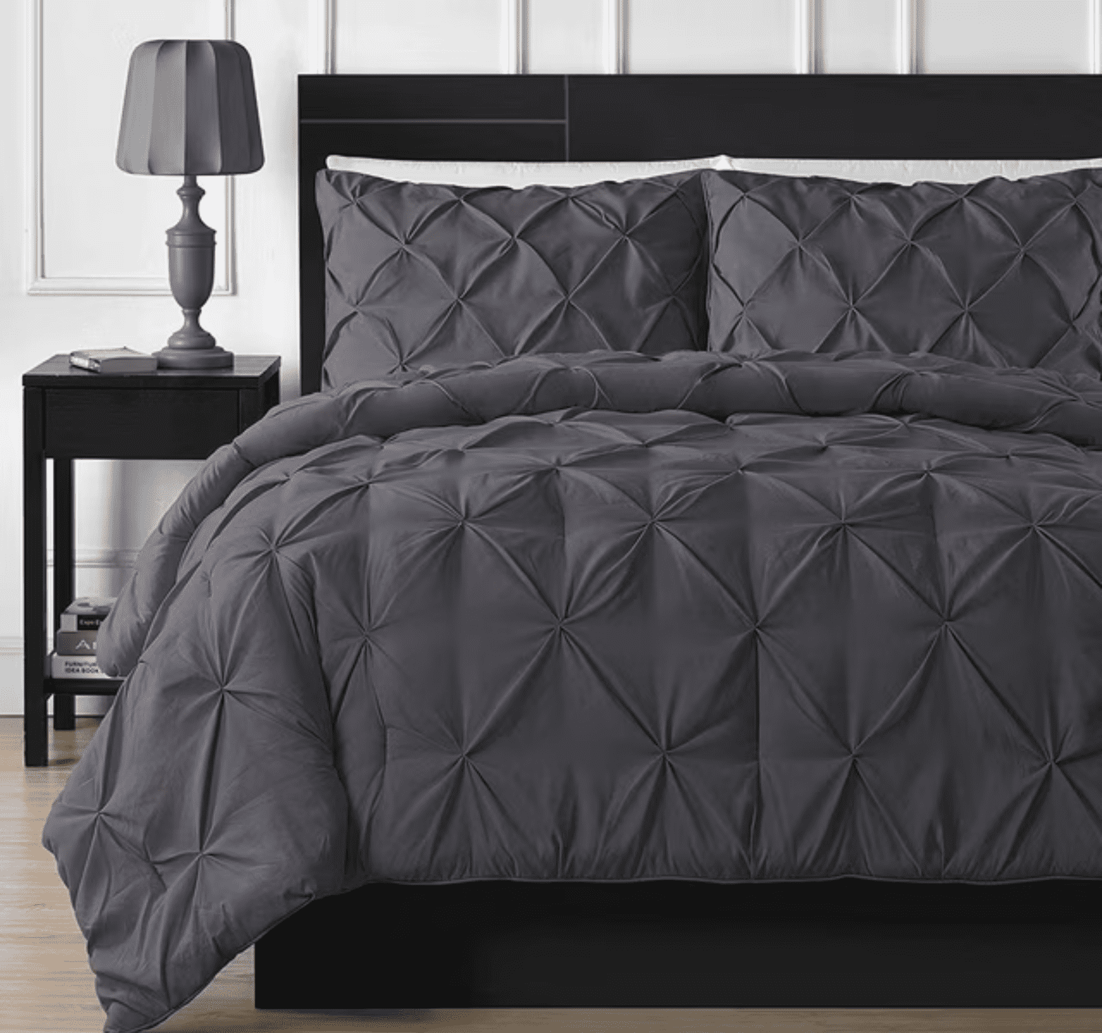 Refurbished Cotton Metrics Linen Duvets118 Pinch Pleat Duvet Cover Set, 3pc, 800 Thread Count, 100% Organic Cotton, Pintuck Design, Zipper Closure, Corner Ties