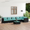 thumbnail image 1 of vidaXL 7 Piece Garden Lounge Set with Cushions Poly Rattan Black, 1 of 5