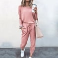 thumbnail image 2 of Yuyuzo Womens Casual Solid Color Set Sweatsuit Pullover Jogger Pants Two Piece Outfit Tracksuits, 2 of 6