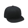 thumbnail image 1 of Wool Blend Flat Visor Pro Style Snapback Cap, Black, 1 of 2
