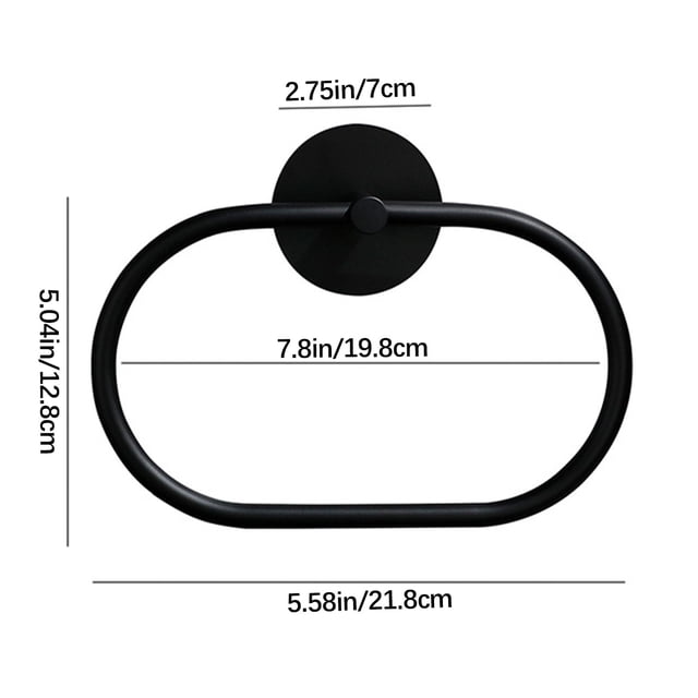Agiferg Oval Stainless Steel Towel Ring Without Punching Black Bathroom Towel Rack Hanging Ring