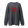 thumbnail image 3 of 50 % de Rabais Liquidation Chandail Surdimensionné pour Femmes Mode Automne 2023 Imprimé Ample Manches Longues Blouse Col Rond Chandail Décontracté, 3 of 3