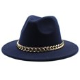 thumbnail image 1 of Hat Big Chain Wide Brim Autumn Winter Sun Protection All Match Felt Cap for Daily Wear, 1 of 10