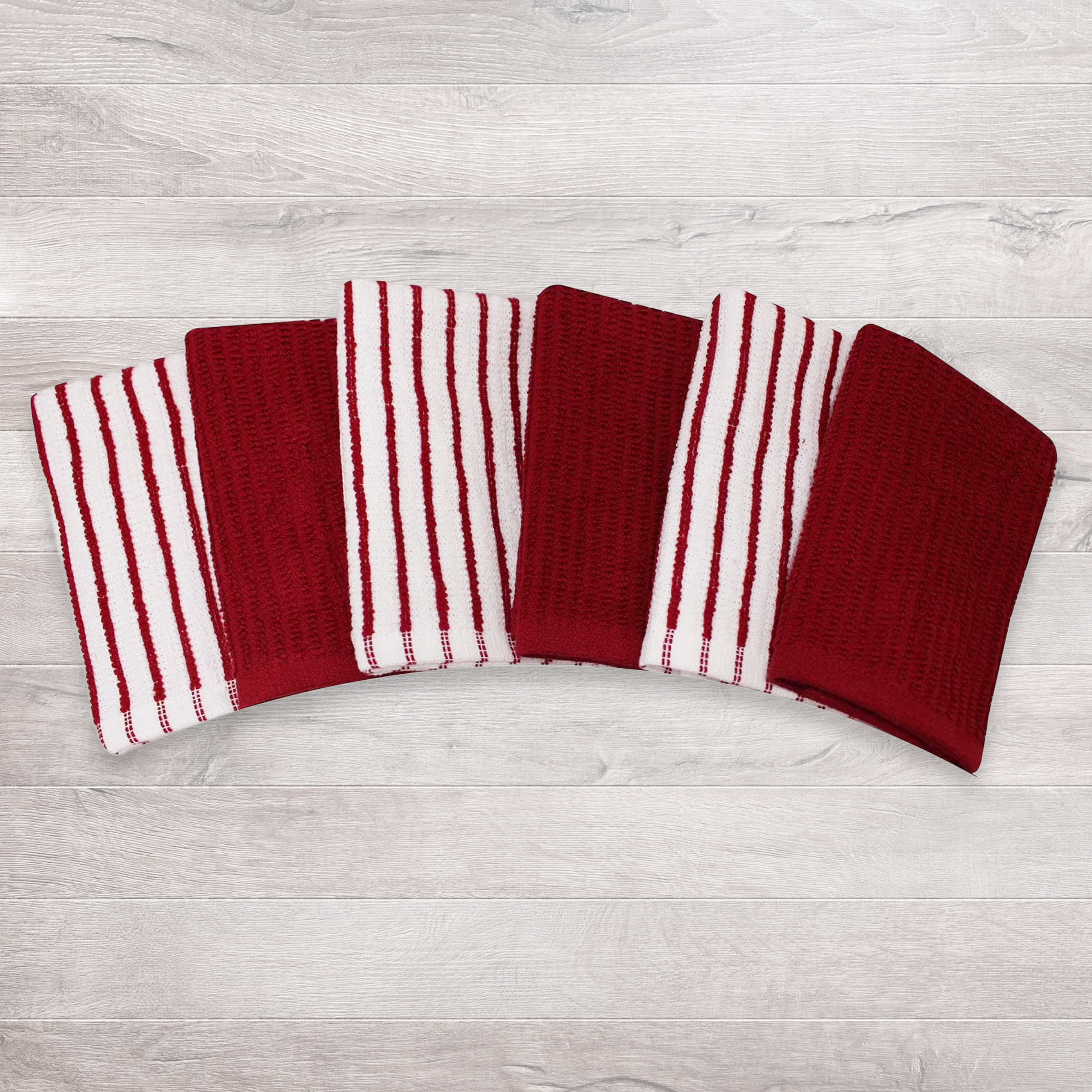 Lot de 6 torchons à vaisselle Hometrends Bar Mop, 100 % coton, rouges