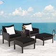 thumbnail image 1 of Costway 5PCS Patio Rattan Wicker Furniture Set Sofa Ottoman Coffee Table Cushioned Black, 1 of 10