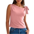 thumbnail image 1 of Timegard Womens Tank Tops Sleeveless Knot Strap Solid Color Comfy Slim Casual Cropped Tee Blouse Summer, 1 of 7
