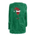 thumbnail image 4 of Pisexur Fuzzy Chandails de Noël pour Femmes Doublés en Molleton à Manches Longues à Col Rond Chandail d'Hiver Chaud Imprimé Verres de Vin Rouge Chandail de Noël à Enfiler Hauts avec Poches, 4 of 4