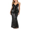 thumbnail image 3 of Women Sequins Formal Dress Shiny V Neck Backless Evening Gown, 3 of 4