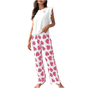 Rbaofujie Pyjama de Noël pour Femmes Dames Été Mode Décontracté Confortable Haut Sans Manches Pantalon Ample Pyjama Ensemble d'Ameublement de Maison Peut Être Porté à l'Extérieur Nuisette Vintage