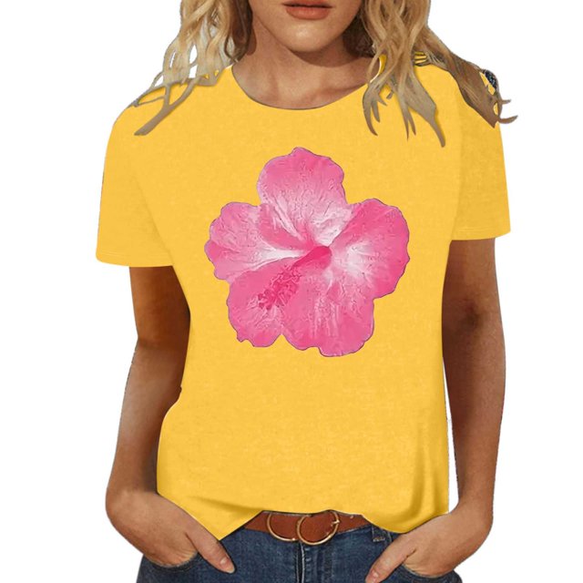 LUOGENLI T-shirts pour Femme pour Femmes Mode Décontractée T-shirts Imprimés Col Rond Manches Courtes T-Shirt Hauts Tunique Blouse T-shirts pour Femmes T-shirts Graphiques Fête de la Saint-Patrick Jaune TTG