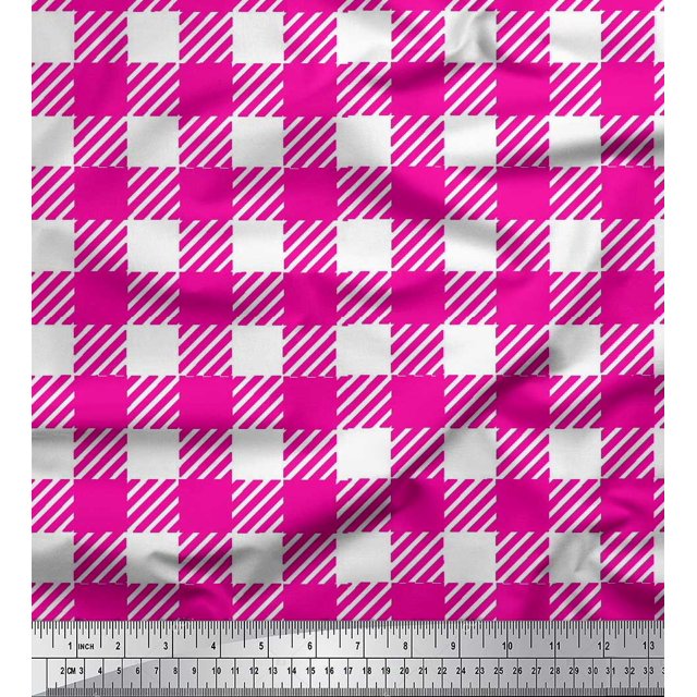 Soimoi Rayon Fabric Gingham Check Printed Craft Fabric by The Yard 56 Inch Wide