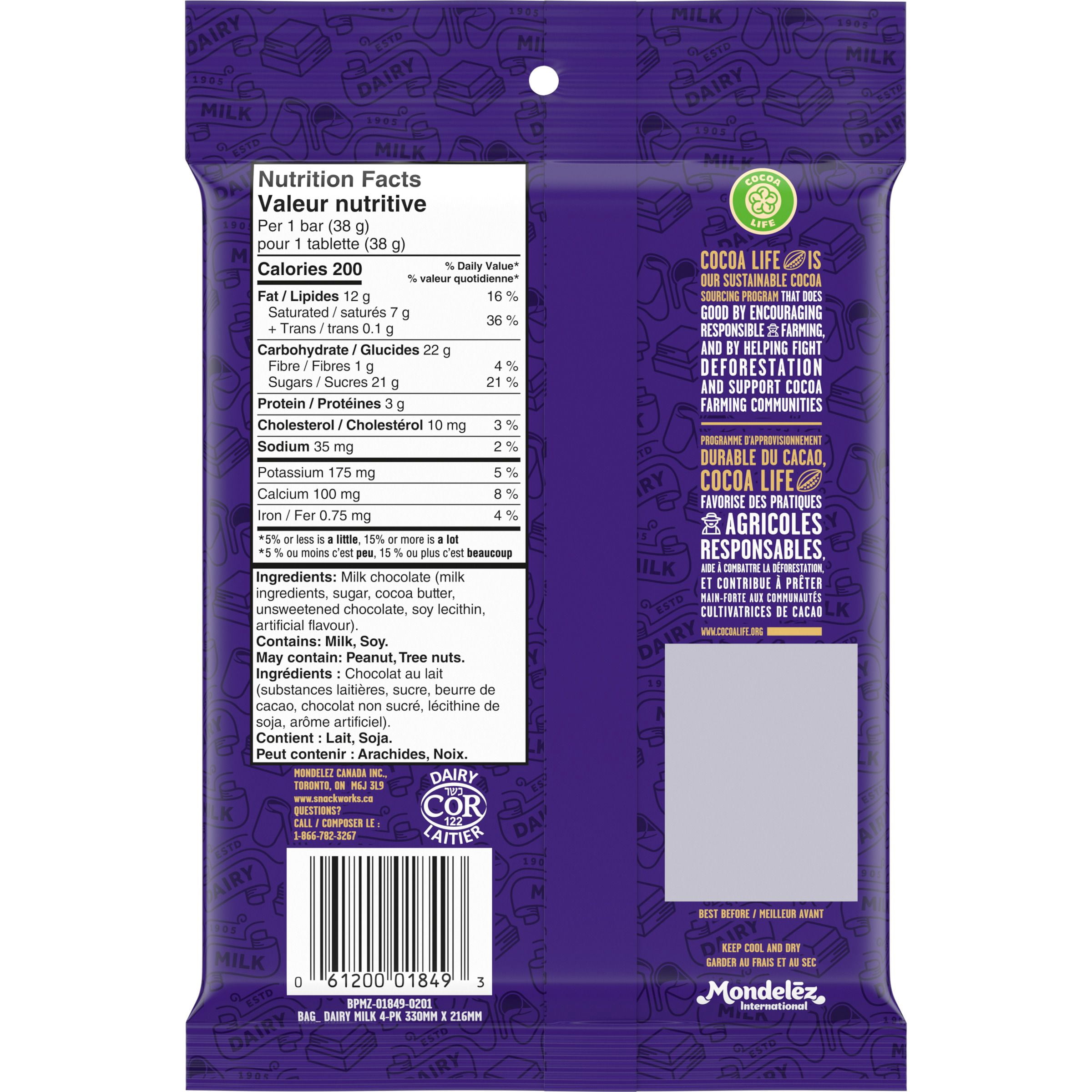 CADBURY DAIRY MILK, Tablettes de Chocolat au Lait, Lot de 4