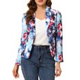 thumbnail image 1 of INSPIRE CHIC Women's Fitted Blazer Notch Lapel Printed Open Front Work Suit Jacket S Blue-Flower, 1 of 7