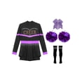 thumbnail image 3 of Aislor Tenues de Cheerleading pour Filles Enfants Costume de Cosplay Chef de Cheer Halloween Robe de Fête Rave Danse Justaucorps Violet A 8, 3 of 7