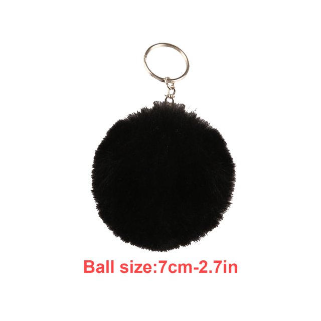 Fuzzy Ball Keychain Supple Comfortable Lovely Key Rings Adorable Practical Key Chains Women for Children Adults Elderly Students Black 7cm