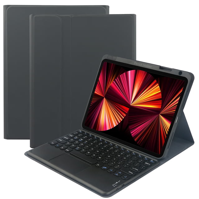 Étui Clavier Bluetooth Noir Détachable avec Pavé Tactile et Touches Rondes Rétro - Fente de Stylet Cachée, Portée de 10 m, Batterie de 180 mAh - Compatible avec iPad Air3 10.5(2019), iPad Pro 10.5, iPad 10.2(2019/2020) -