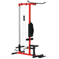 thumbnail image 1 of Soozier Lat Pull Down Machine Cable Station with Flip-Up Footplate, Red, 1 of 10